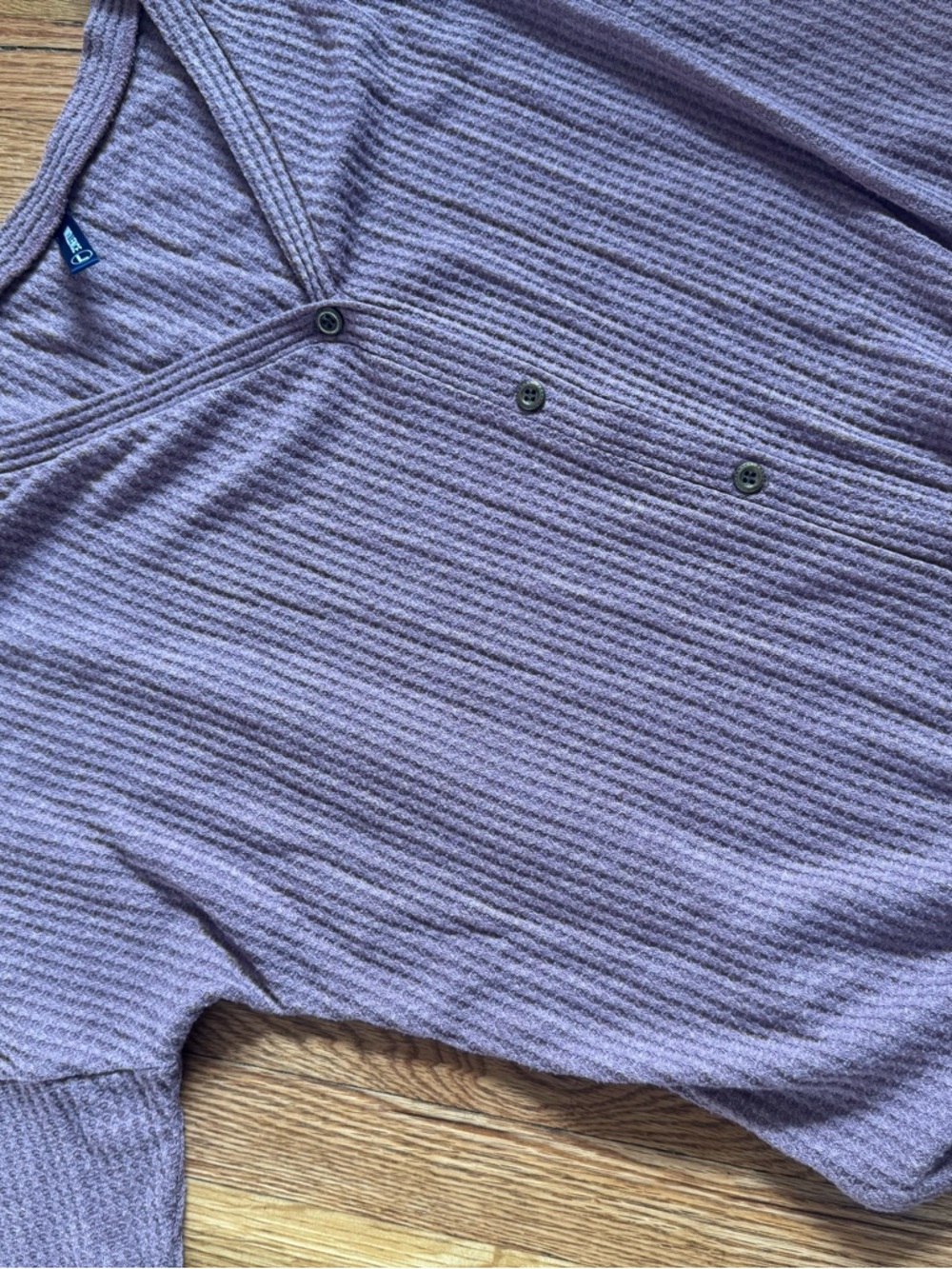 Mauve Button-Front Waffle Knit Top with Front Tie - Picture 6 of 10